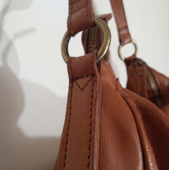 Genuine Artisan Hand Crafted Brown Leather Hobo Bag With Leather Stitch Detail - Picture 8 of 14